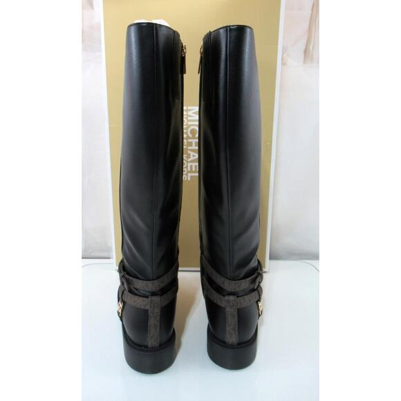 Michael Kors Mandy Knee High Riding Boot Slide Zipper MK Logo Black Size 9 - Picture 8 of 9